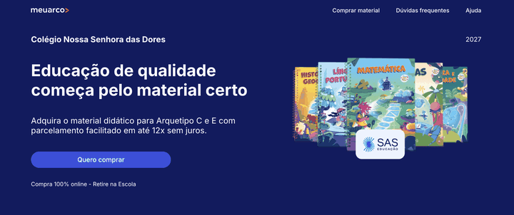Página inicial da loja Meu Arco com o botão Quero comprar