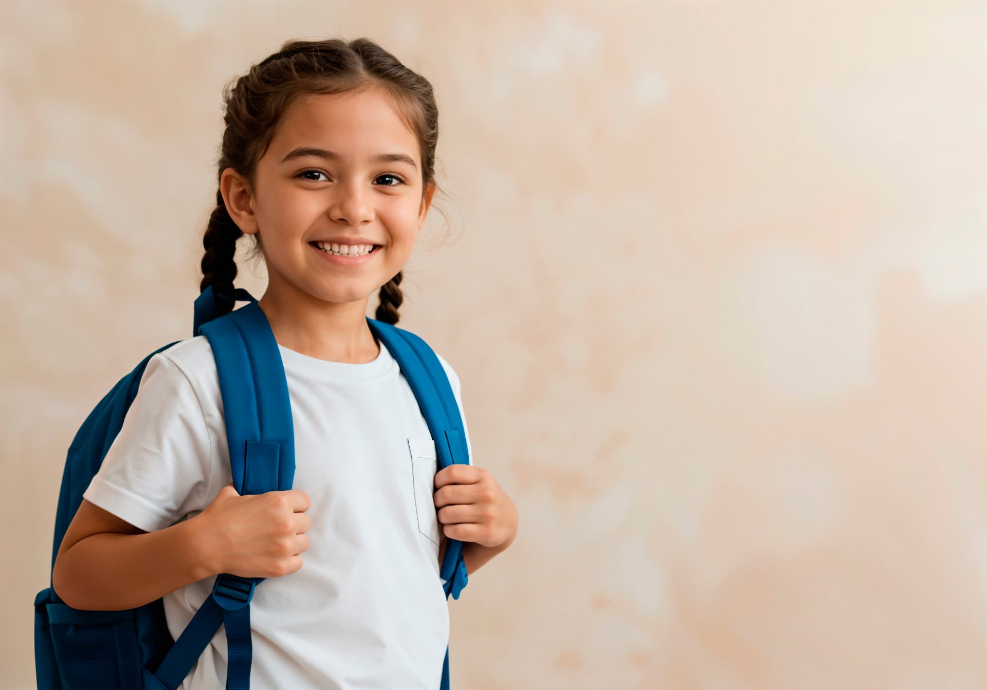 Estudante sorrindo com mochila